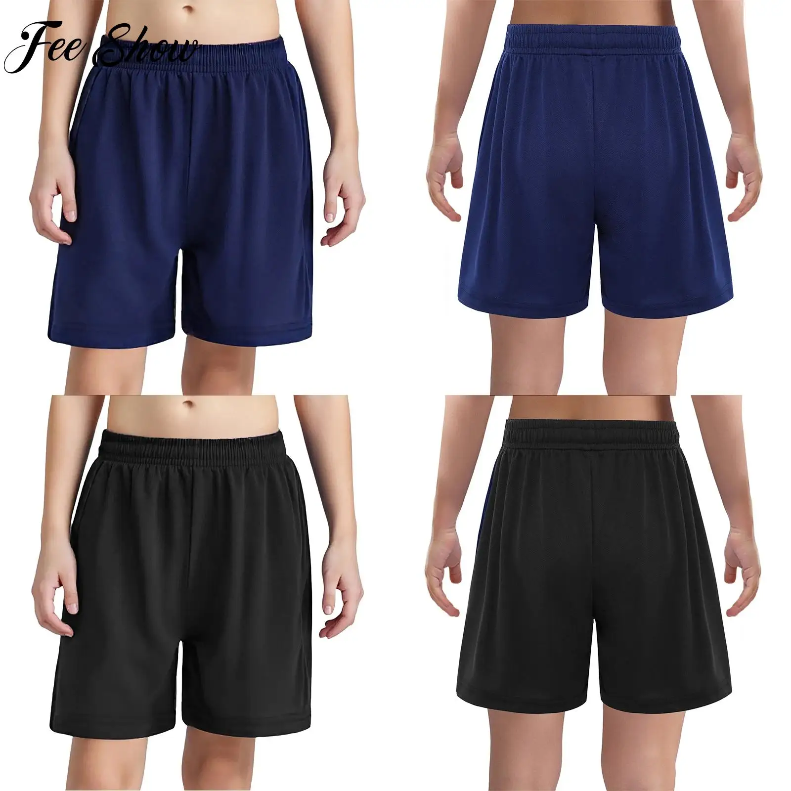Kids Stretchy Volleyball Shorts with Pockets
